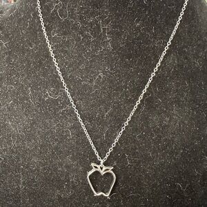 Vintage Sarah Coventry Silver Apple Pendant Necklace Adjustable